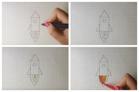 Рисование по клеточкам ракета