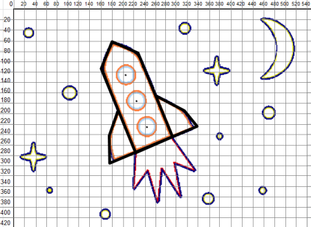 Рисование ракеты по координатам