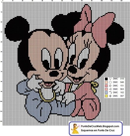 Схемы вышивки крестом Микки Маус