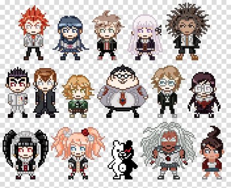 Пиксельные персонажи из Данганронпы 1