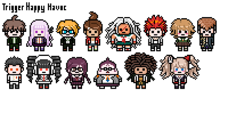 Пиксельные персонажи из Данганронпы 1