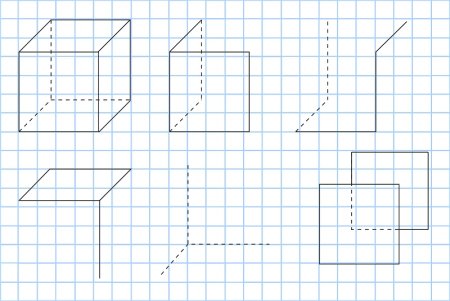 Куб начертить по клеточкам