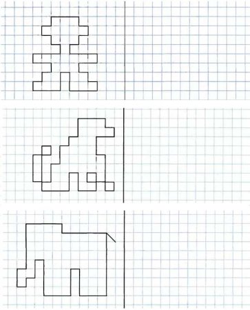 Чертить по клеткам для детей