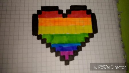 Радужное сердце по клеточкам