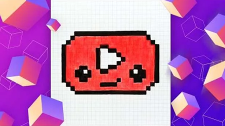 Кнопка ютуба по клеточкам