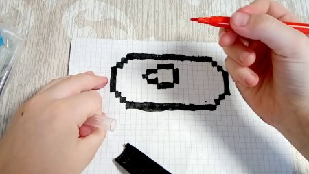 Кнопка ютуба по клеточкам