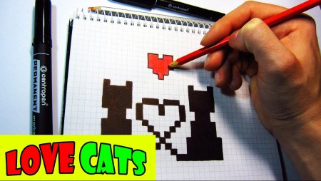 По клеточкам в блокноте кот