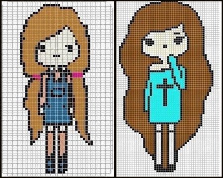 Рисунки по клеточкам девочки