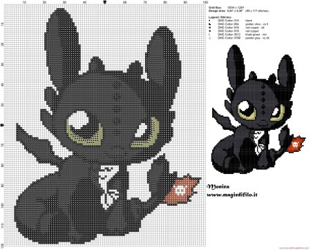 Вышивка крестиком дракон Беззубик