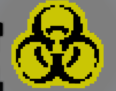 Знак радиации в пикселях