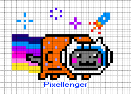 Радужный кот пиксельный