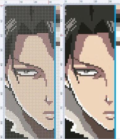 Вышивка крестиком Леви атака титанов