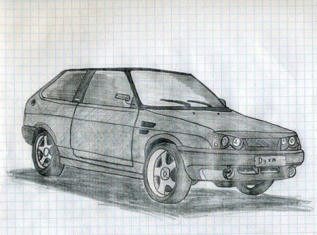 Рисунки по клеточкам машины ВАЗ 2109