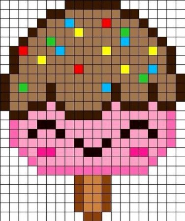 Рисование по клеточкам мороженое