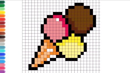 Мороженое по клеточкам в тетради