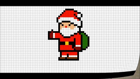 Пиксельный по клеточкам новогодние