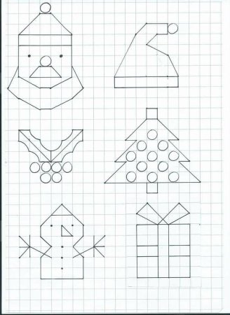 Новогодние узоры по клеточкам для дошкольников