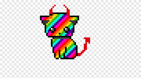 Кот с радугой пиксель