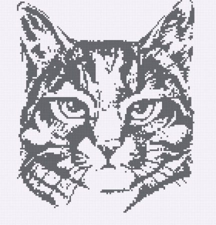 Монохромная вышивка кот