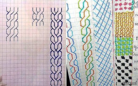 Косичка на тетради в клетку