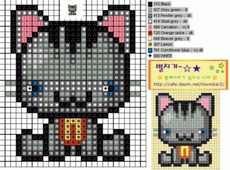Вышивка кошки крестом маленькие по клеточкам
