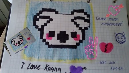Рисунки по клеточкам маленькие коала