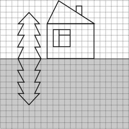 Дорисуй по клеточкам вторую половинку для дошкольников