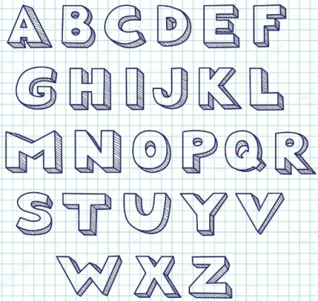 Объемные буквы в клеточку