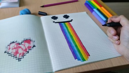 Радужное облачко по клеточкам