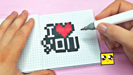 Рисунки по клеточкам i Love you