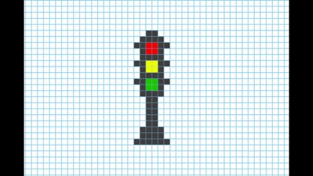 Светофор рисунок по клеточкам