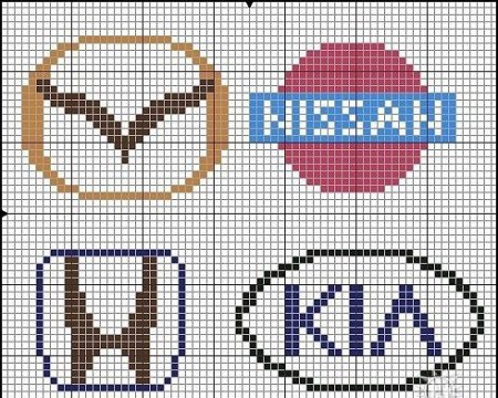 Автомобильные значки по клеточкам