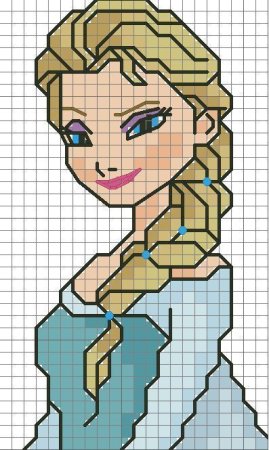 Холодное сердце по клеточкам в тетради