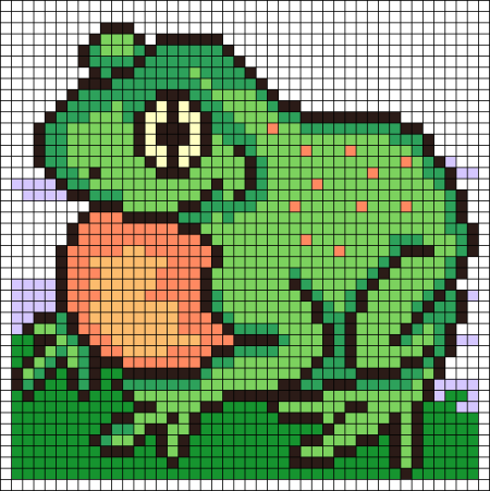 Лягушка по клеточкам в тетради