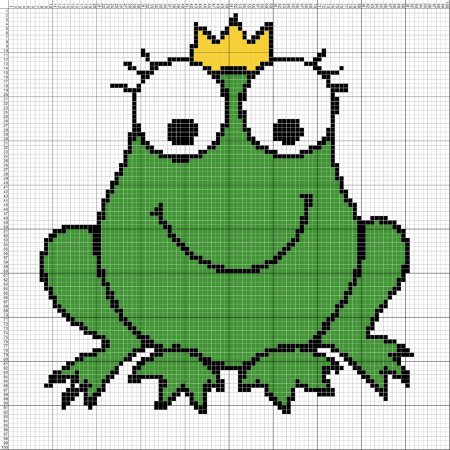 Рисунки по клеточкам лягушка