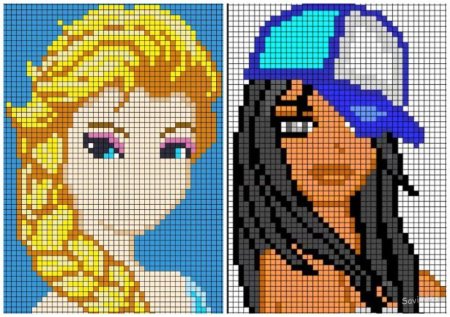 Рисование по клеточкам женщины