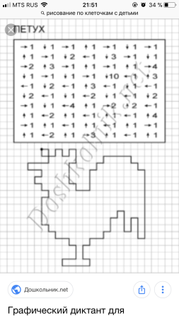 Петушок по клеточкам