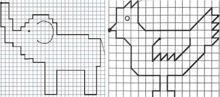 Рисунки по клеточкам петух