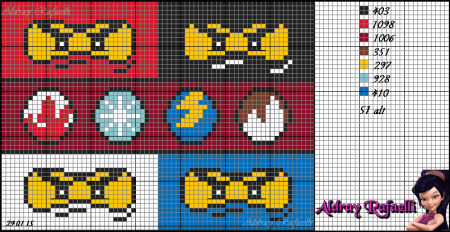 Рисунки по клеточкам Ниндзяго