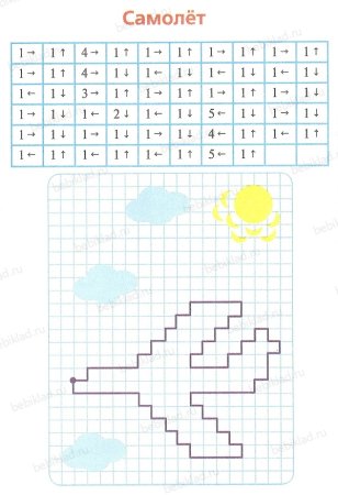 Рисунки по клеточкам самолет