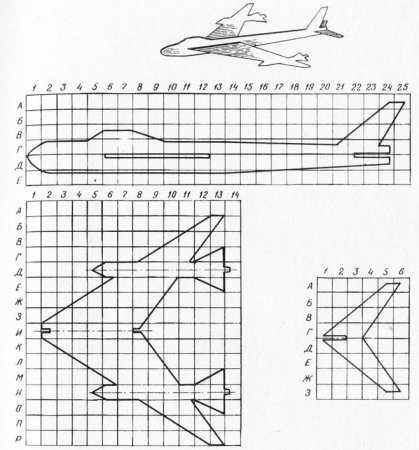 Рисование по клеткам самолет