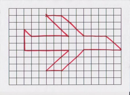 Вертолет по клеточкам в тетради