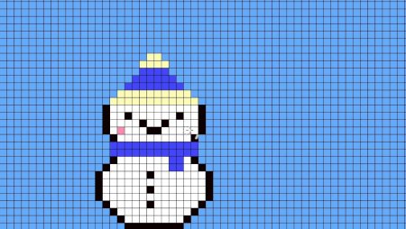 Снеговик по клеточкам