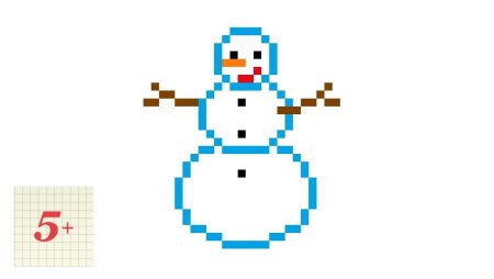 Снеговик по клеточкам в тетради