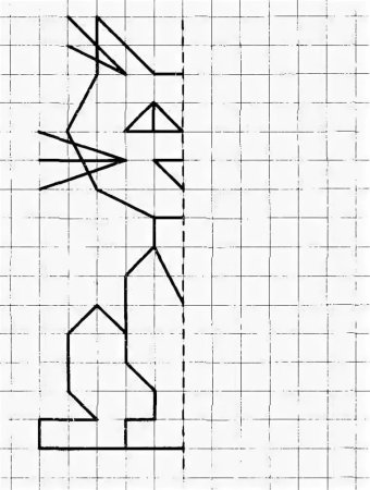 Дорисовать вторую половину рисунка по клеточкам