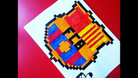 Логотип Барселоны по клеточкам