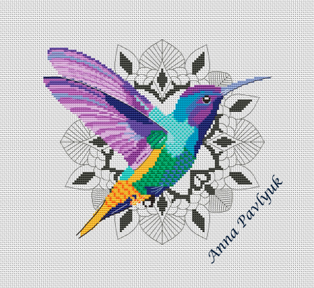 Птичка Колибри для вышивки