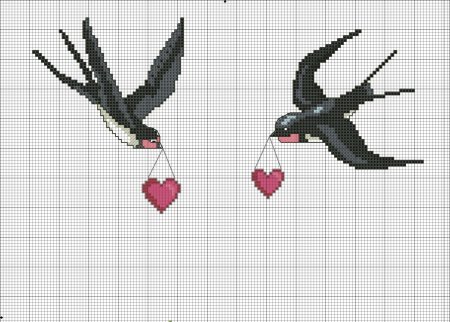 Вышивка крестом ласточки