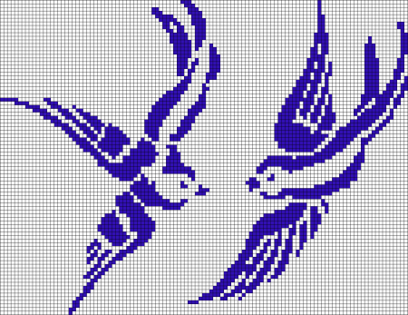 Монохромная вышивка птицы