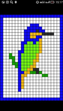Рисование по клеткам попугай